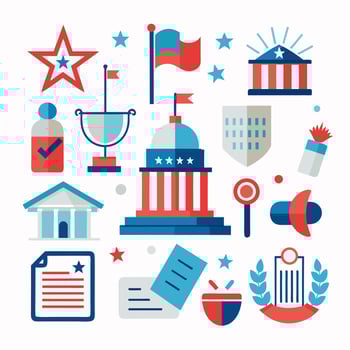 The american flag and other symbols are shown in this image vector