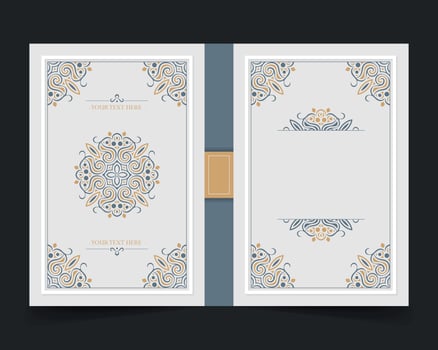 Ornamental book cover design template vector
