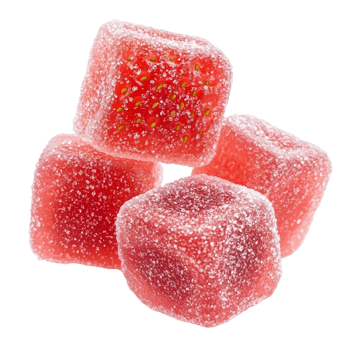 Frozen strawberry jelly candies isolated on transparent background png