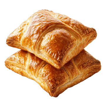 Freshly baked pastries stacked on a wooden table transparent png