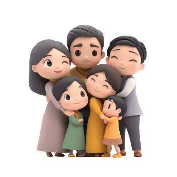 Cheerful animated family portrait transparent png