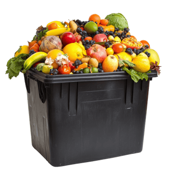 Full compost bin with fresh waste transparent png