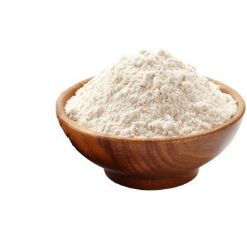 Fluffy flour in a wooden bowl transparent png