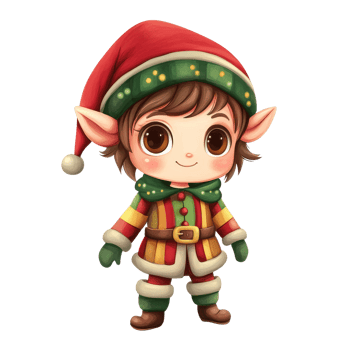 Cute festive elf character in colorful clothing transparent png