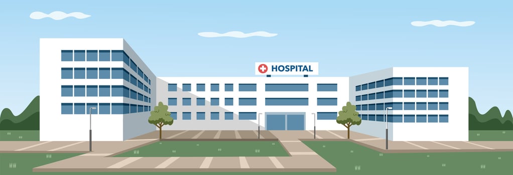 Green Hospital building. Modern hospital building. Clinic building. Medical center building. vector