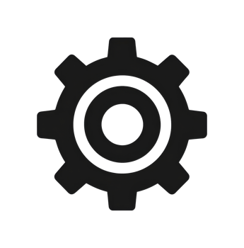 Black gear symbol highlighting mechanics transparent png