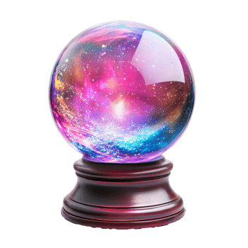 Cosmic crystal ball on wood base transparent png