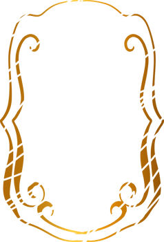 Decorated yellow decorative frame with swirls. png
