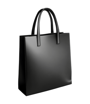 Elegant black tote bag for everyday use and travel transparent png