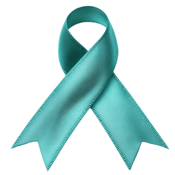 Teal ribbon for awareness and support transparent png