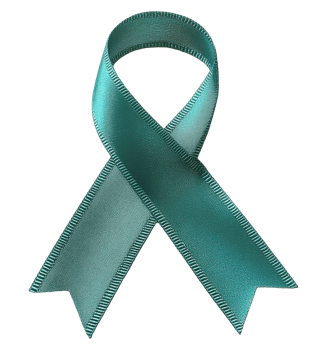 Teal awareness ribbon symbolizing support and hope transparent png