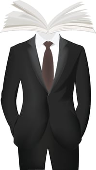 Businessman with open book instead of his head vector
