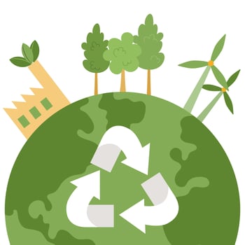 Planet with recycling icon vector