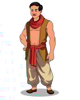 A Whimsical Village Man Character Illustration vector