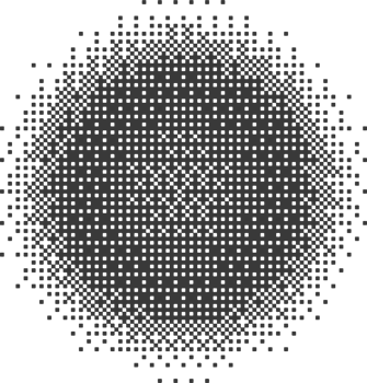 Bitmap pixel arcade game effect. Circle with bit pattern texture. Round y2k halftone element. Aesthetic globe with dither gradient. 2000s noisy illustration png