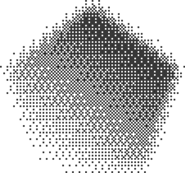 Bitmap pixel arcade game effect. Hexagon y2k halftone shape. Dither aesthetic gradient pentagon icon. 2000s design grainy illustration png