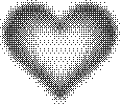 Bitmap pixel arcade game effect. Hearts y2k halftone pattern shape. Dither aesthetic gradient glow icon. 2000s design grainy illustration png