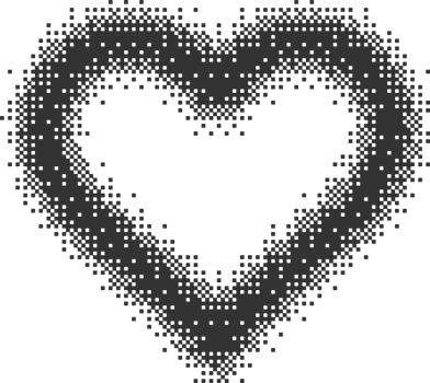 Bitmap pixel arcade game effect. Hearts y2k halftone pattern shape. Dither aesthetic gradient glow icon. 2000s design grainy illustration png