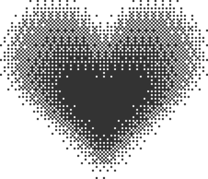 Bitmap pixel arcade game effect. Hearts y2k halftone pattern shape. Dither aesthetic gradient glow icon. 2000s design grainy illustration png