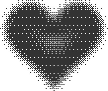 Bitmap pixel arcade game effect. Hearts y2k halftone pattern shape. Dither aesthetic gradient glow icon. 2000s design grainy illustration png