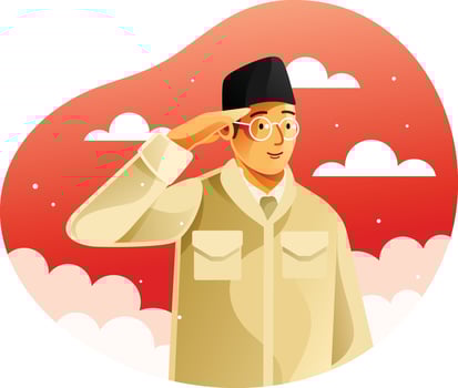 Indonesian patriot giving hand salute vector