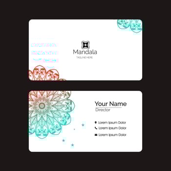 Luxury business card white with mandala colorful design vector