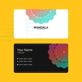 Luxury business card white black with mandala colorful design vector