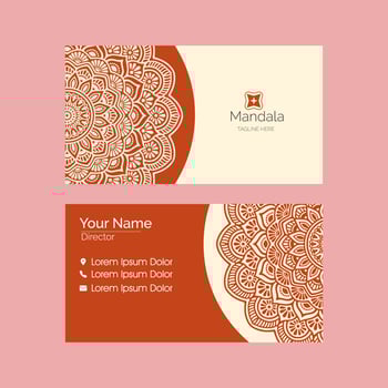 Luxury mandala orange business card vector