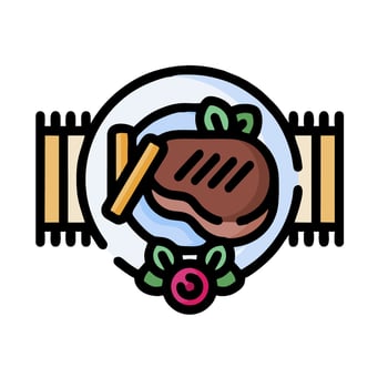 Steak and potatoes icon vector