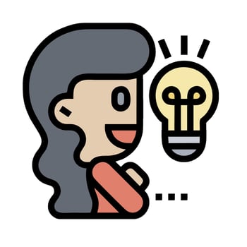 A woman with an idea light bulb icon vector