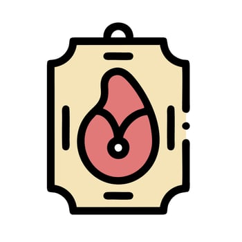 A meat tag with a red heart on it vector