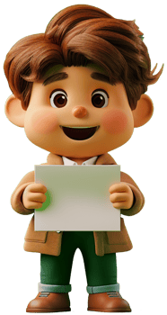 A cartoon boy holding a blank piece of paper png