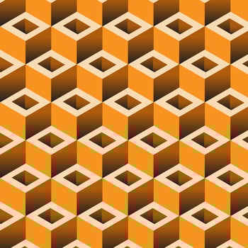Seamless geometrical 3D pattern orange color background vector