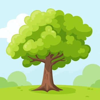 illustration of an oak tree in the park vector