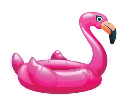 flamingo shaped inflatable pool float. cartoon illustration vector