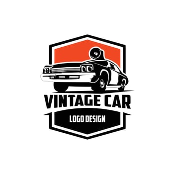 car silhouette isolated white background seen from behind. Best for logos, badges, emblems and vintage car industry. vector