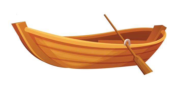 Wooden boat cartoon illustration isolated on white background vector