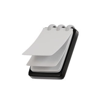 A note pad with a white sheet of paper on it png