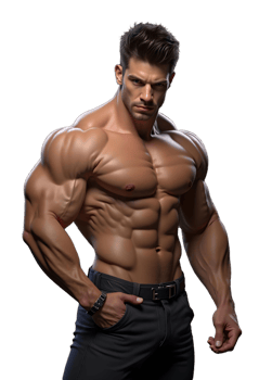 Muscular bodybuilder handsome men doing workout in GYM png