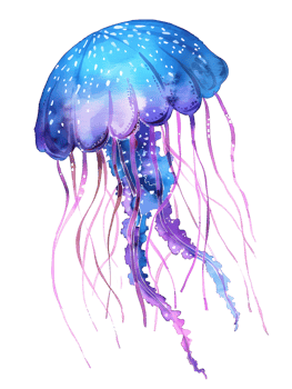 a vibrant jellyfishes drifting in the ocean, AI-Generateds png