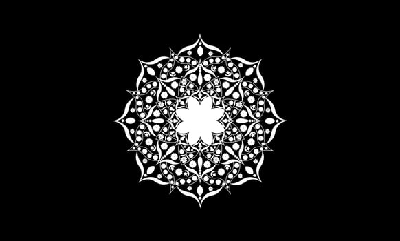 White Colors Star Crescent Flower Pattern Design Islamic vector
