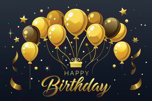 Happy birthday card with gold balloons vector