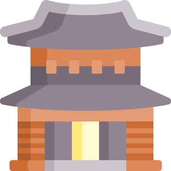 An asian pagoda building with a yellow roof vector