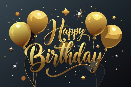 Happy birthday card with gold balloons vector