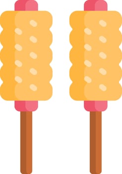 Two yellow and pink cotton candy sticks on a white background vector