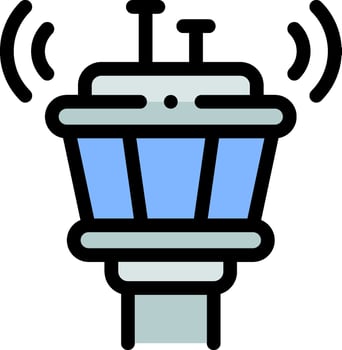 A traffic light with a blue light and a white background vector