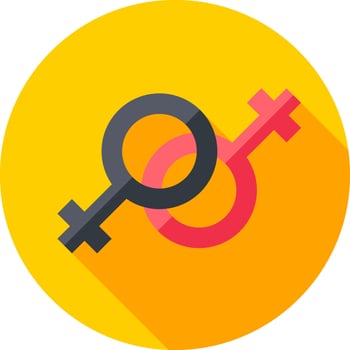 A flat icon of a male and female symbol vector
