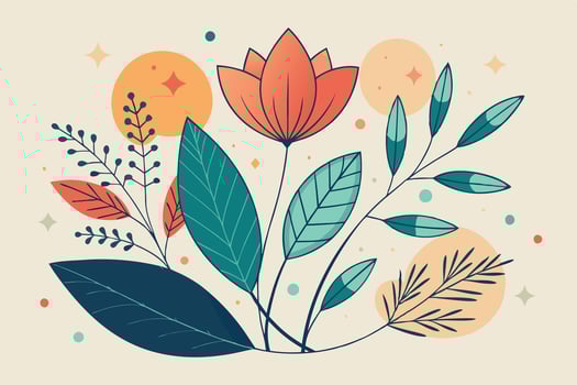 illustration of colorful flowers and leaves vector