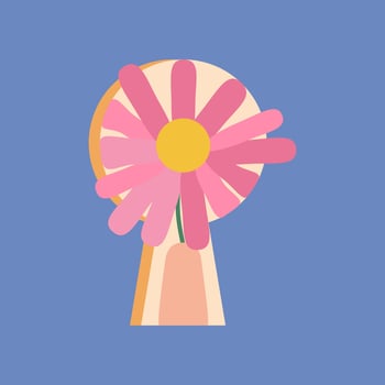 A pink flower is in the middle of a key vector