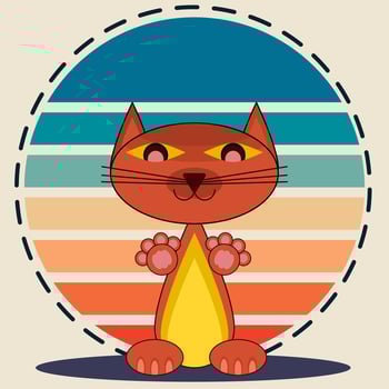 Retro Cat in Sunset Stripes vector